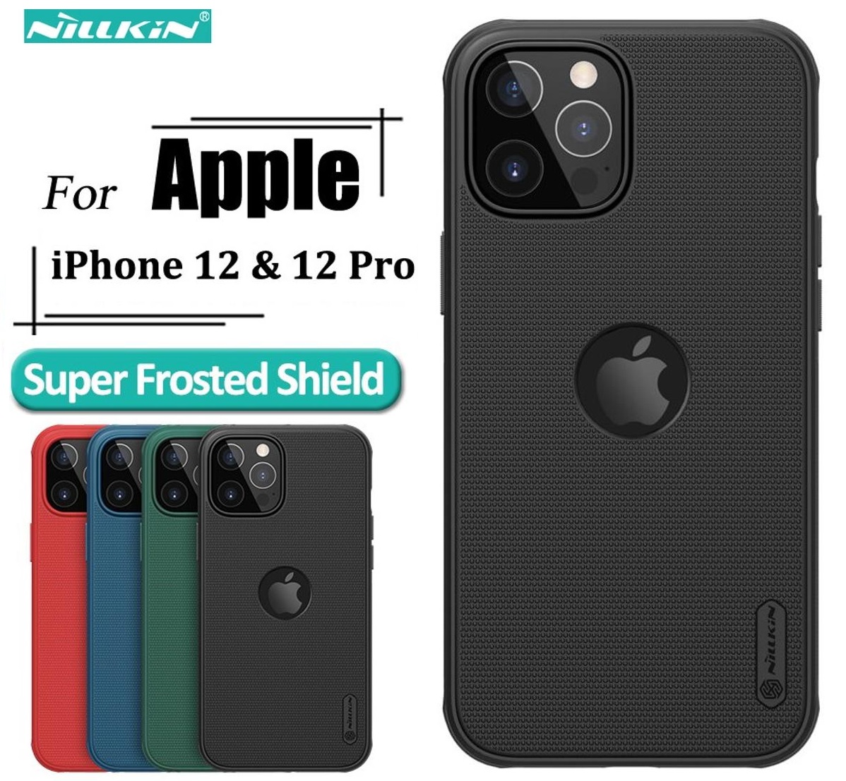 Picture of Nillkin (iPhone 12, iPhone 12 Pro 6.1) Super Frosted Shield Pro Matte Cover Case For Apple iPhone 12, iPhone 12 Pro 6.1 (With Logo Cutout) - Black
