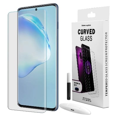 Picture of FOR Samsung Galaxy S10E, S10 5G, Note 8, NOTE 9, NOTE 10, NOTE 10+ S6 EGDE, S7 EDGE, S8, S8+,  S9, S9+, S10, S10+ ( UV Light Adhesive Tempered Glass Screen Protector -transparent