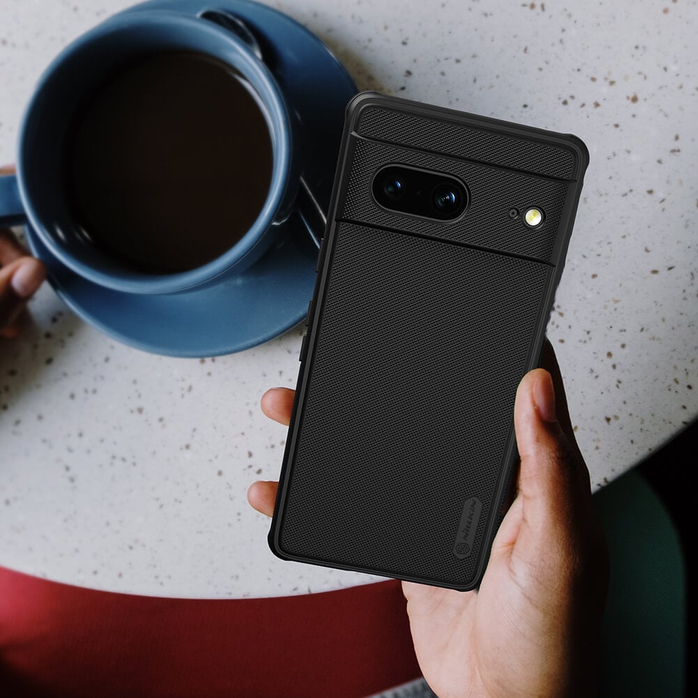 Picture of Nillkin ( Google Pixel 7 )  Hard PC + TPU Case for Google Pixel 7 Phone Cases Luxury Frosted PC + TPU Hard Protection Back Cover With Phone Stand - Black