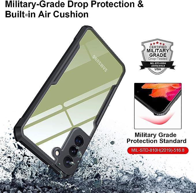 Picture of Xundd [ Galaxy S21 FE 5G ] Shockproof Soft TPU Bumper Case For Samsung Galaxy S21 FE 5G Back Cover Case (Armor | Clear PC and TPU)  - Black