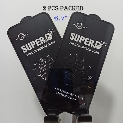 Picture of ( 2 PCS PACKED ) Full Glue Tempered Glass Screen Protector for Apple iPhone 14 Pro Max / iPhone 13 Pro Max Premium Tempered Glass For iPhone 14 Pro max