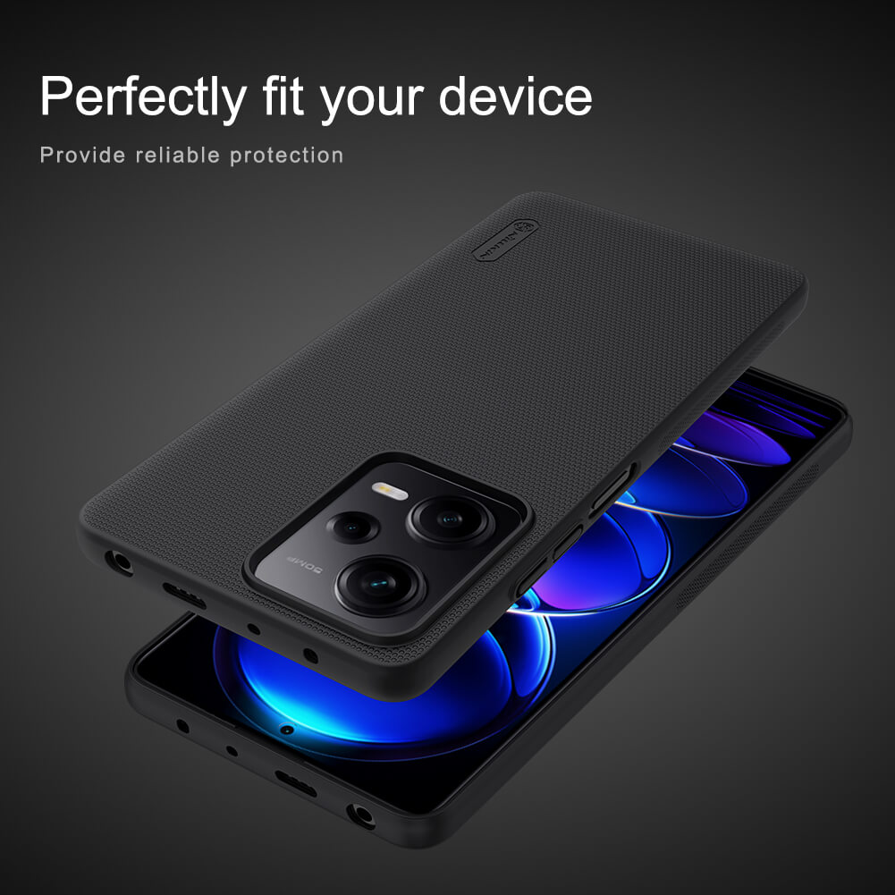 Picture of Nillkin ( Redmi Note 12 5G ) Super Frosted Shield Matte cover case for Xiaomi Redmi Note 12 5G (China, Global), Xiaomi Poco X5 Smartphone Back Case - Black
