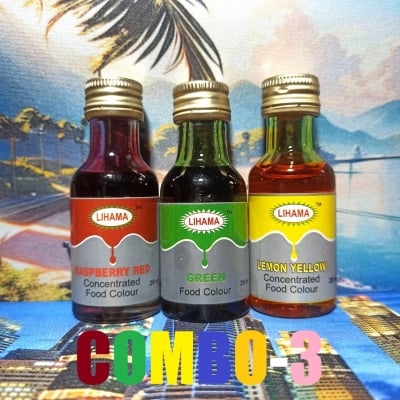 Picture of ( 3 Pcs ) Lihama Organic Food Color Combo Red + Green + Yellow = 28ml x 3 Pcs