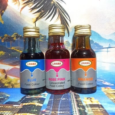 Picture of ( 3 pcs) Lihama Organic Food Color Combo Blue + Pink + Orange = 28ml x 3 Pcs