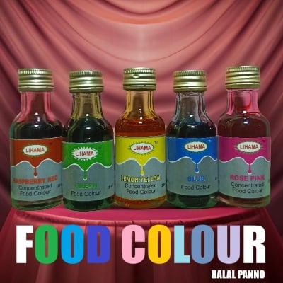 Picture of Lihama Organic Food Color Combo Red + Green + Yellow + Blue + Pink = 28ml x 5 Pcs
