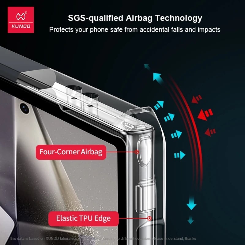 Picture of Xundd For Samsung Galaxy S24 Ultra Case, Airbag Anti-fall Acrylic & PC Back Transparent Cover Camera Protection Cover - Black