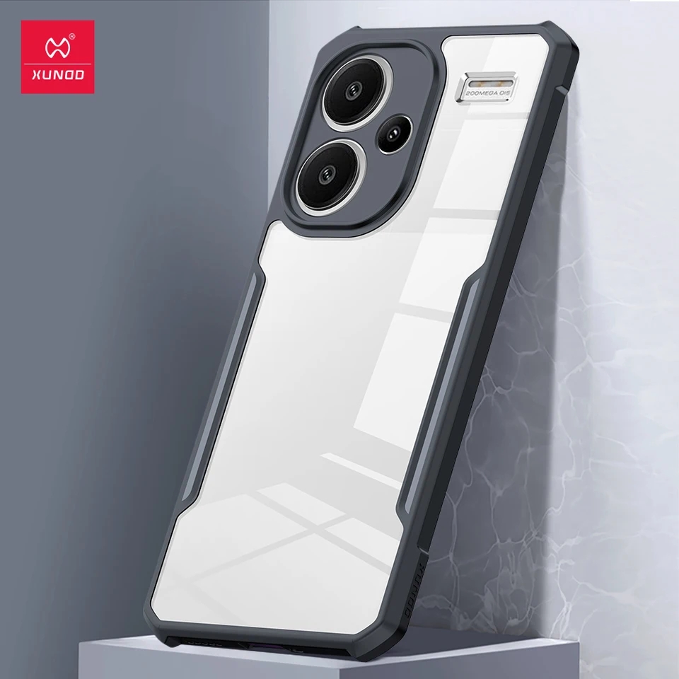 Picture of Xundd For Redmi Note 13 Pro Plus 5G Case Airbag Anti-drop Camera Protection Acrylic & TPU Back Transparent Cover - Black