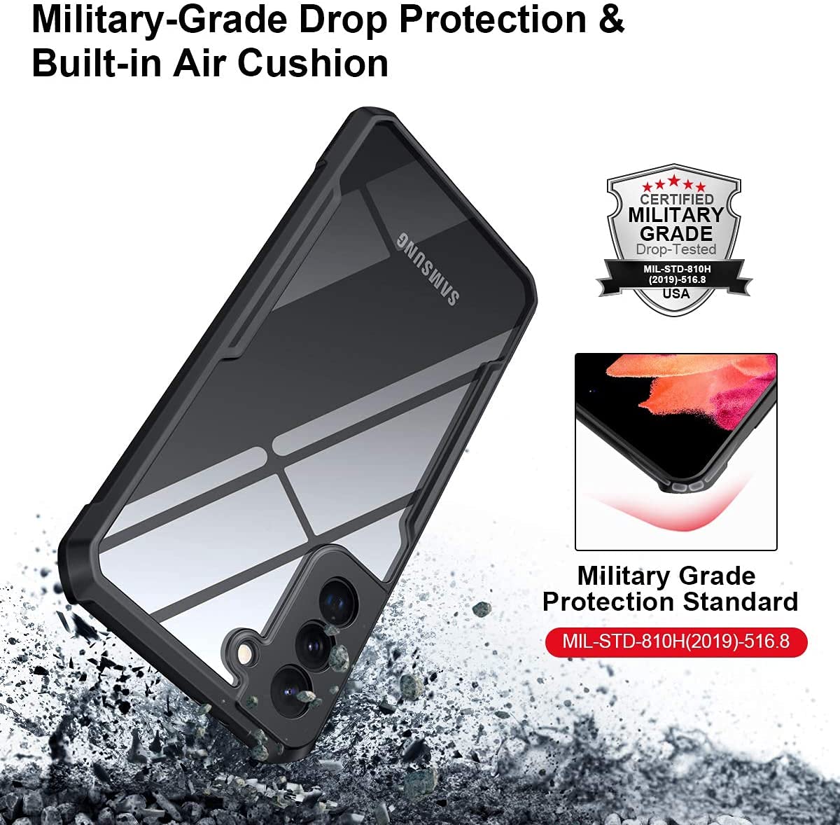 Picture of Xundd { Galaxy S21+ } Airbag Shockproof Transparent Cover For Samsung Galaxy S21 Plus - Black