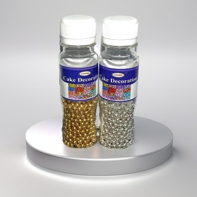 Picture of Lihama Silver + Golden Combo { 2 Pcs } Pearls / Sprinkle / Cake Decoration / Sugar Ball - 30gm x 2 Pcs