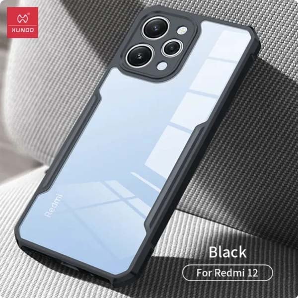 Picture of Xundd ( Redmi 12 4G ) Airbags Shockproof Shell For Redmi 12 4G Back Transparent Lens Full Protection Cover - Black
