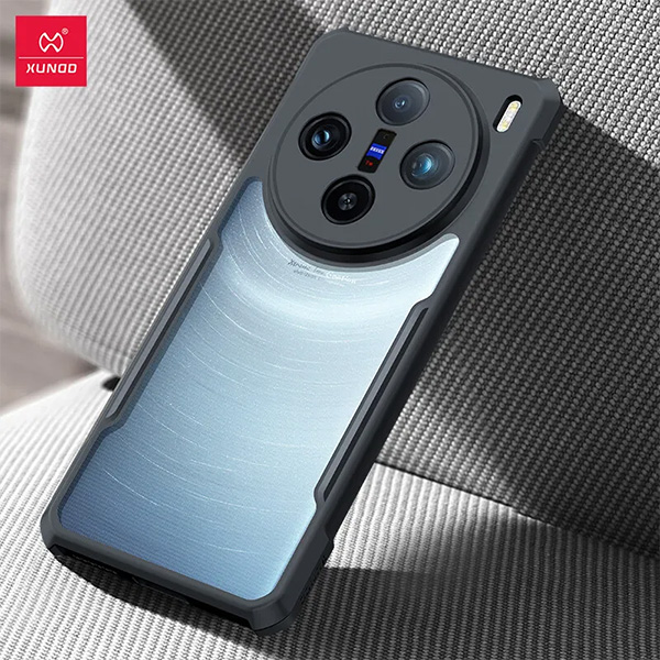 Picture of XUNDD For vivo X100 5G Acrylic+TPU Cell Phone Case Shockproof Edge Slim-Fit Mobile Phone Cover - Black