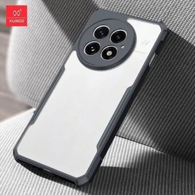 Picture of Xundd For 1+13 OnePlus 13 Case, Airbag Shockproof Shell, Camera Covered, Stripe Clear Back Cover Anti-Fingerprint Anti-scratch - Black