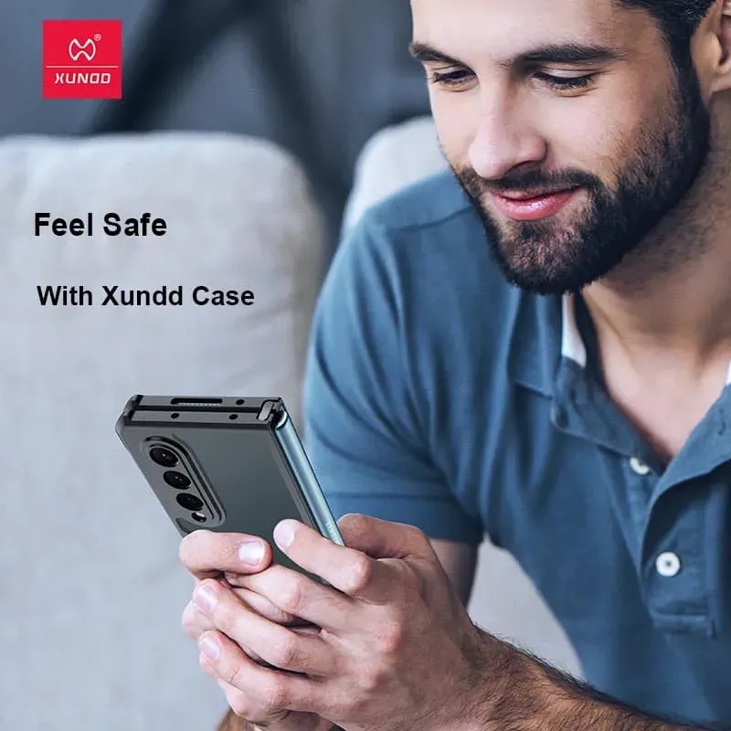 Picture of Xundd ( Galaxy Z Fold4 ) Airbags Folding Cover Case for Samsung Galaxy Z Fold4 Shockproof Black and Transparent Case