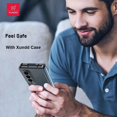Picture of Xundd ( Galaxy Z Fold4 ) Airbags Folding Cover Case for Samsung Galaxy Z Fold4 Shockproof Black and Transparent Case