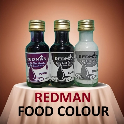 Picture of REDMAN [( 3 Pcs )} Soft Gel Paste Food Colour Combo BLACK + WHITE + PURPLE - 3 Pcs x 36ml