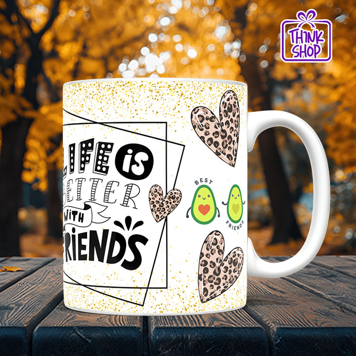 Picture of Cut friend Ceramic Mug,Besties forever gift,life is better with friends,Gift for Friends