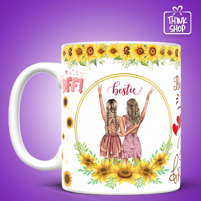 Picture of Bestie Gift Ceramic Mug,Cute Printed Ceramic Bestie Cup,Gift for Friends
