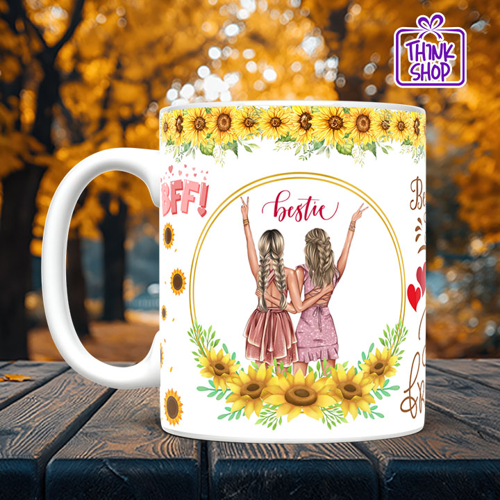 Picture of Bestie Gift Ceramic Mug,Cute Printed Ceramic Bestie Cup,Gift for Friends