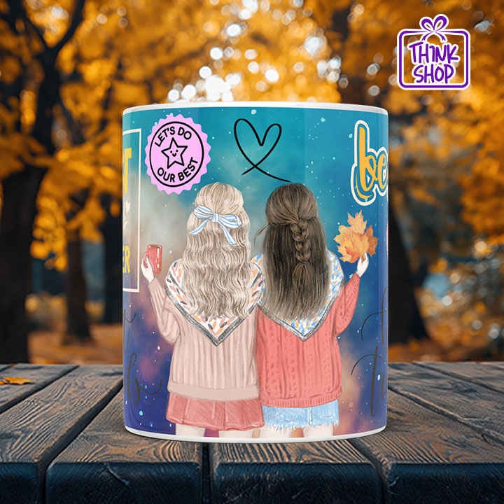 Picture of Two Friends Holding Cramic Mug, Let's Do Our Best Friendship goals Gift, Gift for Friends