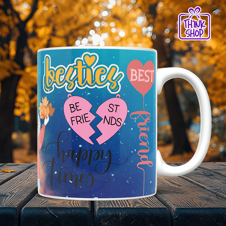 Picture of Two Friends Holding Cramic Mug, Let's Do Our Best Friendship goals Gift, Gift for Friends