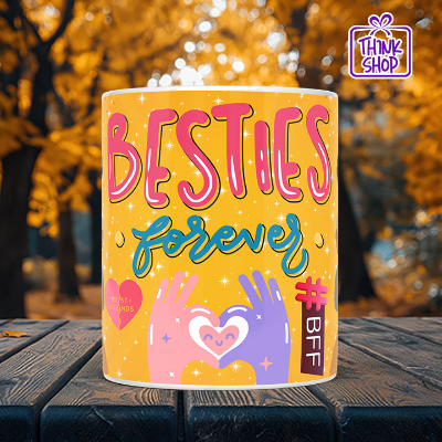Picture of BESTIES Forever Cramic Mug, Best Friends Love & Heart Hands, Bestie Love gift, Gift for Friends
