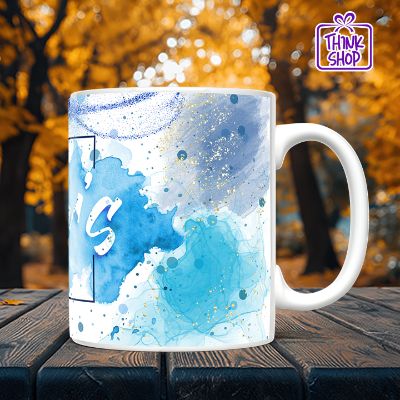 Picture of Happy Father's Day Mug, Minimalist White and Blue Design, Best Dad Gift