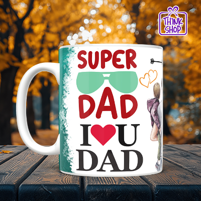 Picture of Super Dad I Love You Dad Mug, Best Dad Gift, Perfect Gift for Dad from Two Kids