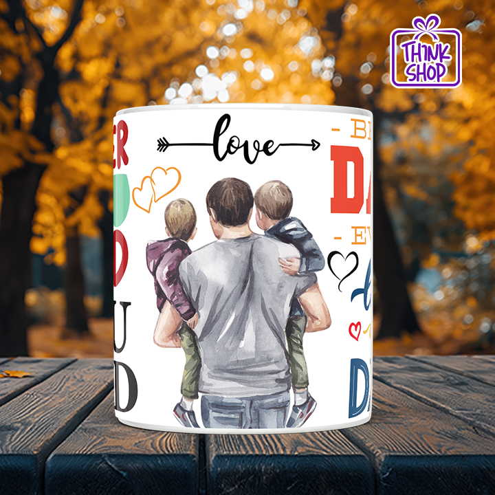 Picture of Super Dad I Love You Dad Mug, Best Dad Gift, Perfect Gift for Dad from Two Kids
