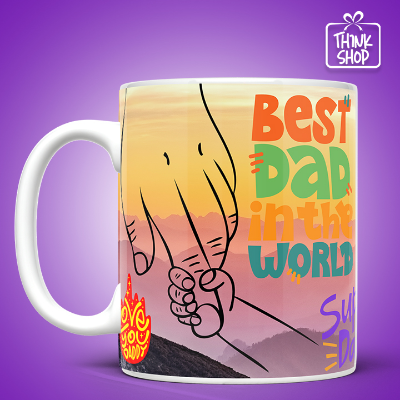 Picture of I Love You Dad Coffee Mug, Father and Child Hands, Super Dad Forever Sunset Mug, Best Dad Gift