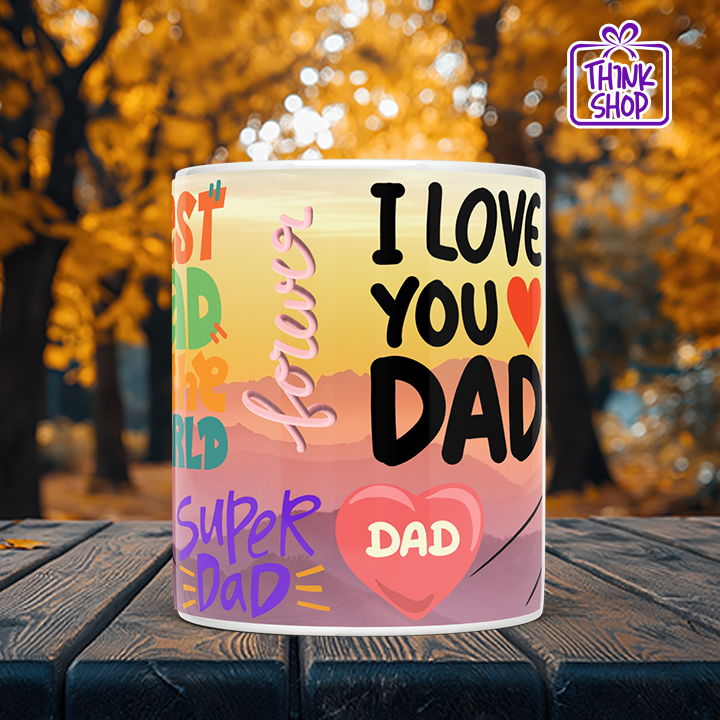 Picture of I Love You Dad Coffee Mug, Father and Child Hands, Super Dad Forever Sunset Mug, Best Dad Gift