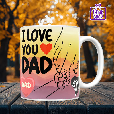 Picture of I Love You Dad Coffee Mug, Father and Child Hands, Super Dad Forever Sunset Mug, Best Dad Gift