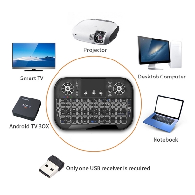 Picture of A8S Bluetooth Wireless Keyboard Rechargable Dual Mode Touchpad Backlit