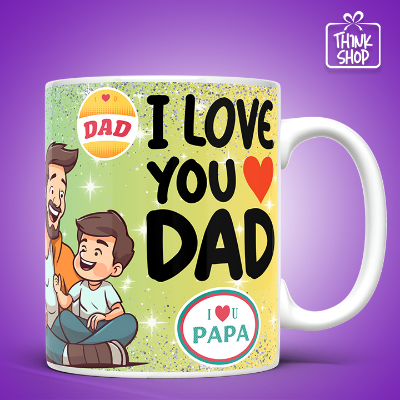 Picture of Happy Father's Day Coffee Mug, Love You Dad Mug with Father and Son Cartoon, Dad Gift