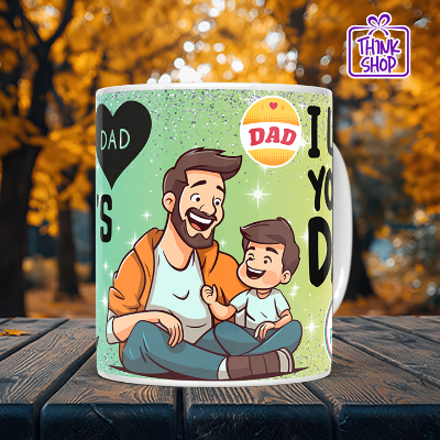 Picture of Happy Father's Day Coffee Mug, Love You Dad Mug with Father and Son Cartoon, Dad Gift