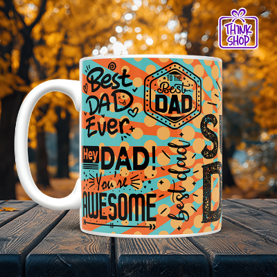 Picture of Retro Super Dad Coffee Mug, Best Dad Ever Ceramic Cup Gift, Father's Day Gift