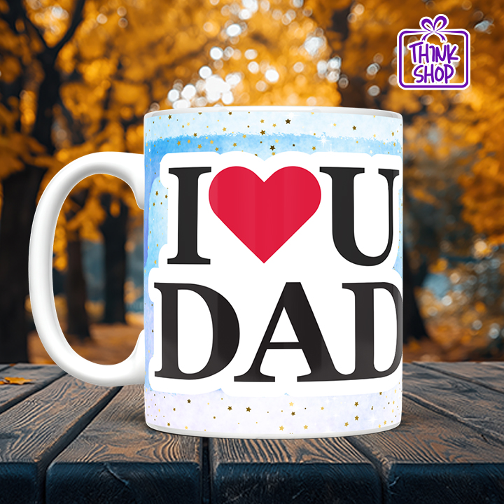 Picture of I Love You Dad Ceramic Mug with Red Heart, World's Best Dad Ever Trophy Design