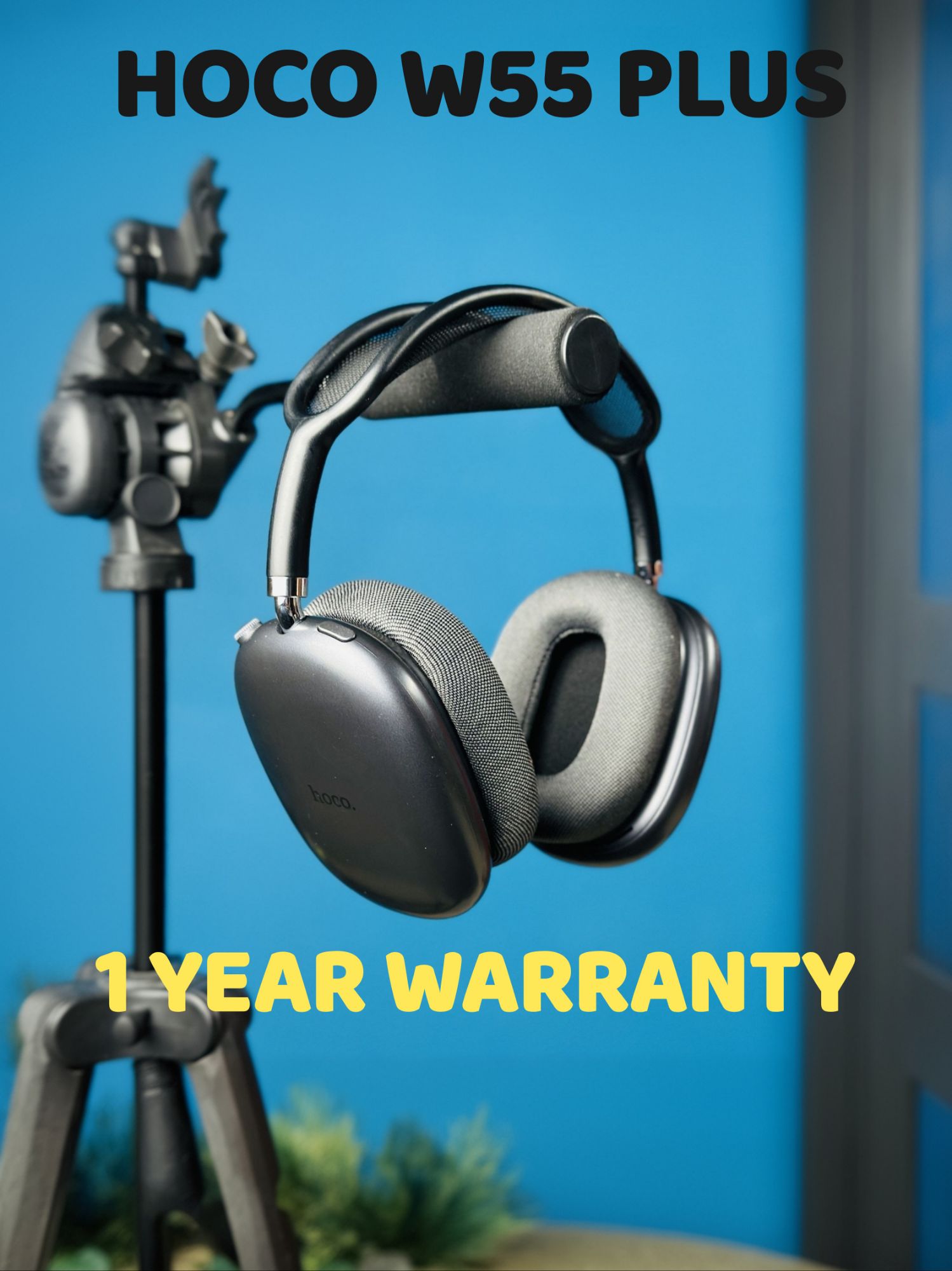 Picture of Hoco W55 Plus ANC Wireless Headphone - Active Noise Cancelling Bluetooth Over-Ear Headset with Mic for Gaming & Music