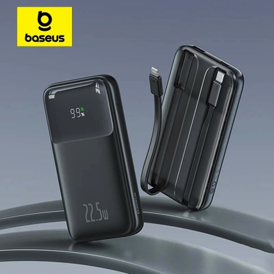Picture of Baseus Comet Series 22.5W 20000mAh Dual Cable Digital Display Power Bank – Black Color