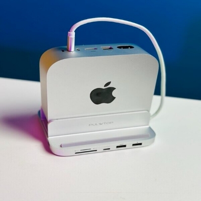Picture of PULWTOP Mac Mini M4 Dock with 4TB M.2 SSD Enclosure & HD4K, USB-A/C 10Gbps, SD/TF (SSD NOT Included) for Mac Mini M4 Pro