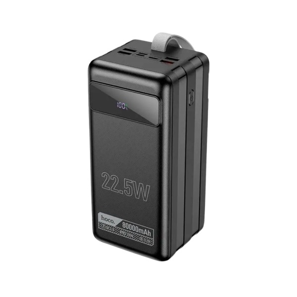 Picture of HOCO DB50 80000mAh Fast Charging Power Bank | 2 Type-C / 4 USB Ports | 22.5W PD/QC | LED Display & Flashlight – Black
