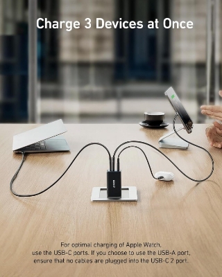 Picture of Anker 735 Nano II 65W GaN Charger: 3-Port USB-C Wall Adapter for MacBook & iPhone