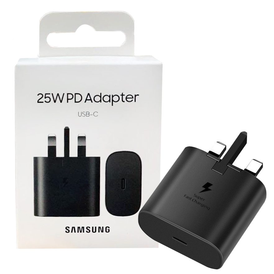 Picture of Samsung TA800 25W USB-C PD Charger UK Plug – Fast Charging Adapter (3-Pin)