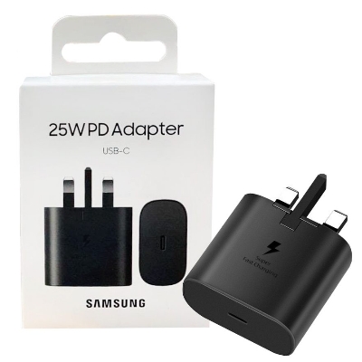 Picture of Samsung TA800 25W USB-C PD Charger UK Plug – Fast Charging Adapter (3-Pin)