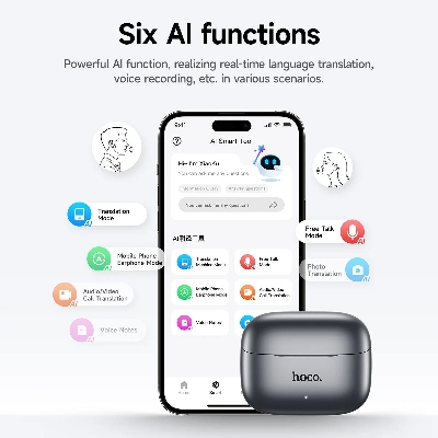 Picture of Hoco EQ27 AI Translation Earbuds – ANC+ENC Noise Cancelling Bluetooth Earphones with Touch Control