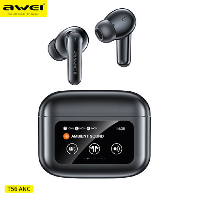 Picture of Awei T56 ANC Wireless Earbuds – LED Touch Display & Noise Cancellation