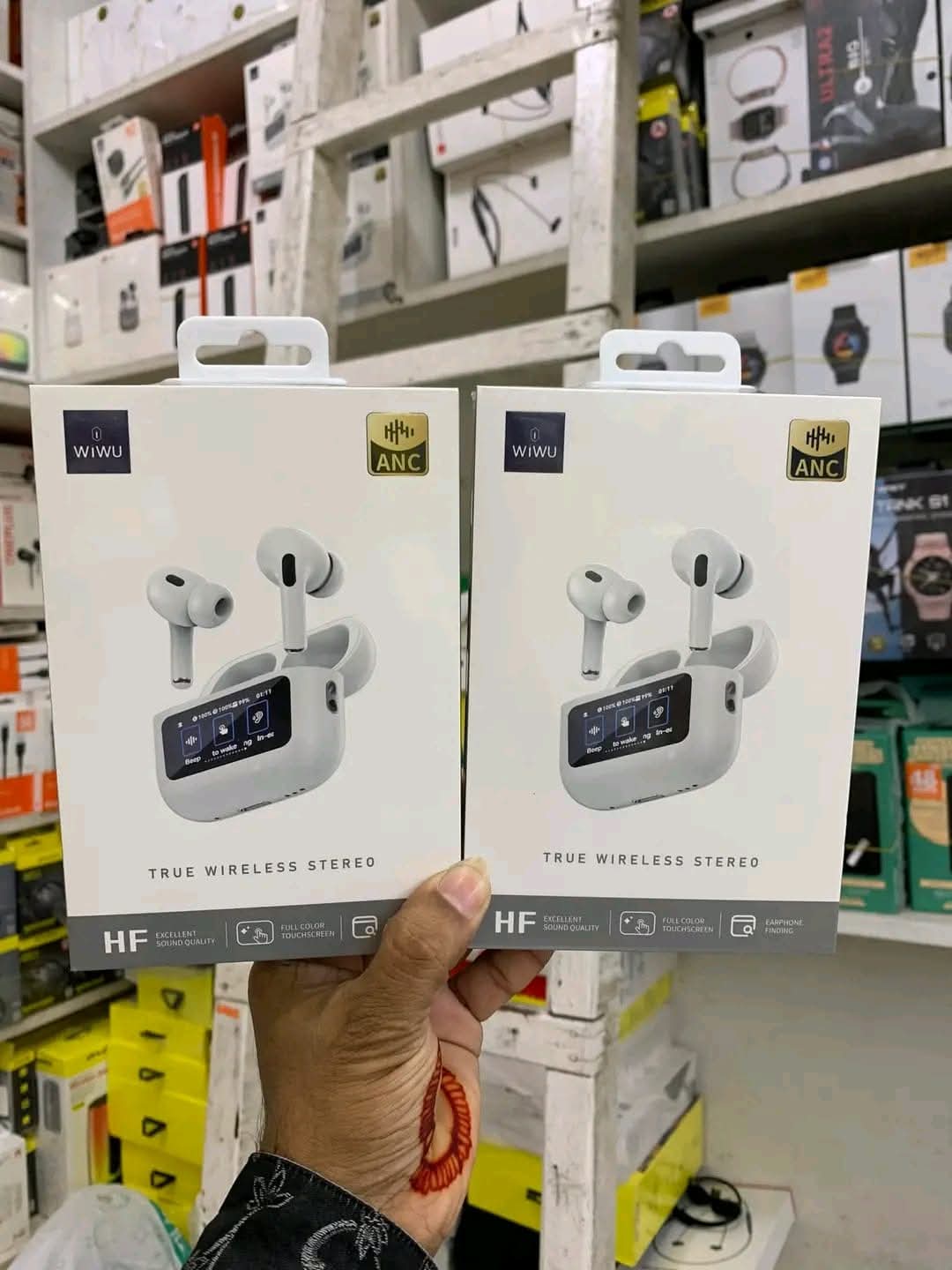 Picture of WiWU T22 ANC Earbuds with Touchscreen - TFT LCD Display TWS Bluetooth 5.4 Wireless HiFi Headphone - Active Noise Cancelling Earbuds for Android/iOS
