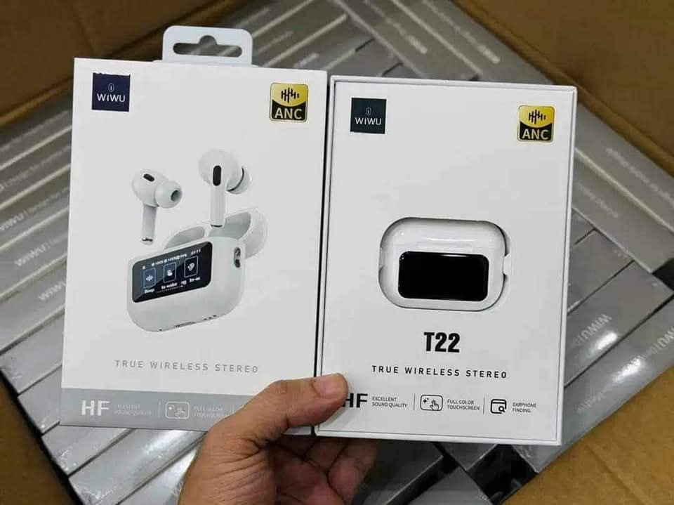 Picture of WiWU T22 ANC Earbuds with Touchscreen - TFT LCD Display TWS Bluetooth 5.4 Wireless HiFi Headphone - Active Noise Cancelling Earbuds for Android/iOS