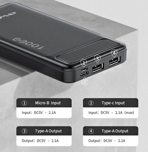 Picture of 🔋 AWEI P5K 10000mAh Portable Power Bank – Dual USB & Type-C | Fast Charge | Travel Powerbank