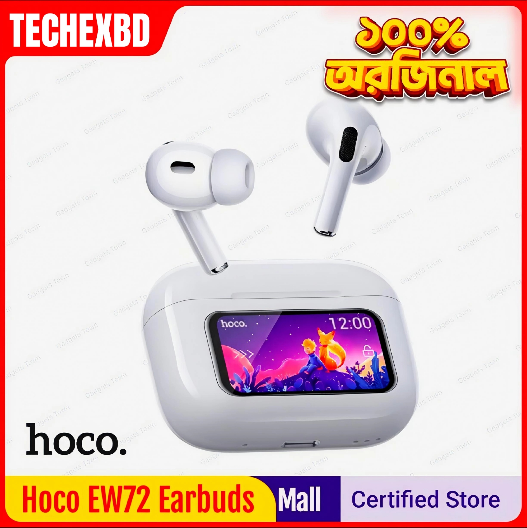 Picture of 🎧 Hoco EW72 ANC True Wireless Earbuds – Bluetooth 5.4 | HD Display | 4H Playtime | ANC | 13mm Drivers