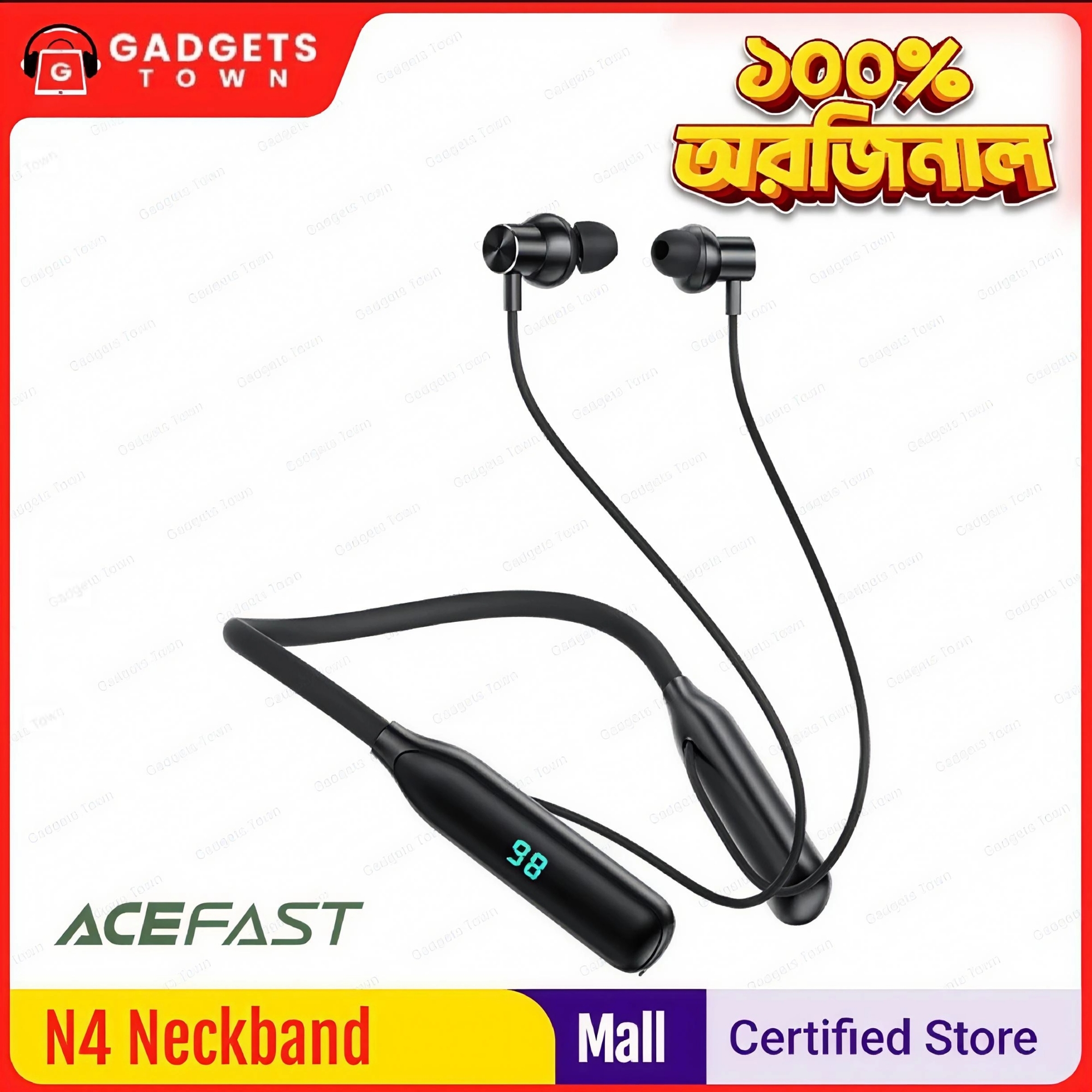 Picture of 🎧 ACEFAST N4 Neckband Wireless Earphones – 130H Music / 100H Talk | Bluetooth 5.3 | TF Card Playback | USB-C Fast Charge | IPX4